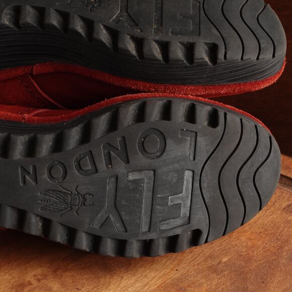 Fly London Shoes Womens SZ EU 38 US 7.5-8 Red Lato Mary Jane Wedge Suede Comfort - Picture 10 of 13